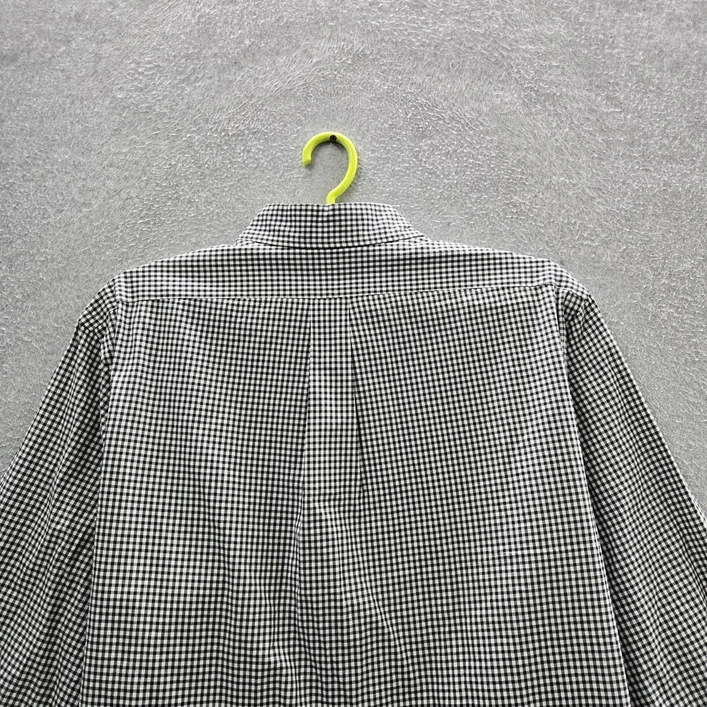Ralph Lauren Men Button Up Shirt 17X36 Black Embroidered Check Custom Fit